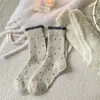 Meias Grossas de Inverno, Meias Quentes de Lã Color-Block com Bolinhas, Meias Versáteis Macias de Cano Médio, Meias Femininas, Meias Folgadas