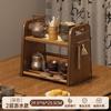 Prateleira de Armazenamento de Mesa Multicamadas de Grande Capacidade Prateleira de Armazenamento em Forma de Escada Rattan Plástico Escorredor Prateleira para Conjunto de Chá Chinês
