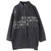 2023 Otoño Nuevo Retro Suelto Artístico Camisa de Manga Larga Solapa Patchwork Estampado Combinable Casual Top de Mezclilla