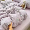 Juego de Cuatro Piezas de Gasa de Algodón de Doble Capa Grado Materno e Infantil, Funda de Edredón de Gasa de Algodón Puro, Sábana de Algodón Puro Juego de Tres Piezas para Dormitorio