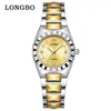 Reloj de Pareja de Lujo Ligero Longbo, Modelo Popular de Comercio Exterior, Versión Incrustada de Diamantes, Regalo de San Valentín, Reloj de Cuarzo para Hombres y Mujeres