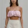 Camisola de férias na praia FCB, feminina de verão inspirada em dopamina, volumosa, arejada, cetim e estilo ultra-curto