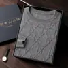Suéter de Cachemira Nuevo Estilo Otoño e Invierno 2026 Cuello Redondo para Hombre Pulóver de Manga Larga Jacquard con Patrón de Diamantes Suéter Base de Punto de Cachemira
