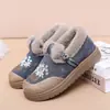 Zapatos de Algodón Cálidos de Invierno Nuevos con Forro de Terciopelo, Estilo Étnico con Bordado, Suela Suave Antideslizante, Zapatos de Algodón para Madre, Venta al por Mayor y Dropshipping