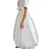 Saia Elegante e Versátil de Cetim com Bolinhas para o Trabalho, Saia Longa Elegante de Cintura Alta, Saia Evasê Fluida com Estampa de Flores