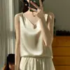 Camisola de Satén en Stock Nueva Moda Femenina Primavera/Verano 2026 Corte Ajustado Cuello en V Estilo Corto con Tirantes Anchos Camisola Interior Camiseta sin Mangas