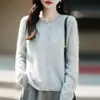 Cárdigan de punto cepillado, cuello redondo, sin costuras, para mujer, otoño/invierno, mezcla de lana y cachemira, suéter suave y cómodo, prenda de abrigo de manga larga