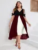 Vestido Asimétrico de Manga Media con Empalme Falso de Dos Piezas con Cuello en V para Mujer Talla Grande Nuevo Transfronterizo Primavera y Verano Amazon