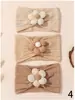 Venta Caliente de Exportación Europea y Americana Set de Diademas para Bebé Diadema de Nylon Suave con Flor para Bebé Niña Diadema Suave para Cabello de Bebé 4117