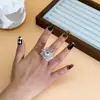 Anel de Flor de Resina Estilo Boêmio Transfronteiriço para Mulheres Estilo Coreano Brilhante Anel Cilíndrico Tridimensional com Padrão Trançado