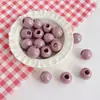 Cuentas Acrílicas de Agujero Grande, Cuentas Redondas, Cuentas tipo Dulce Crema, Cuentas Macarrón de Agujero Recto, Cuentas Sueltas para Cordón Grueso, Accesorios de Material