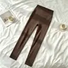 Ropa de Abrigo Otoño e Invierno Tallas Grandes Pantalones Tiburón de Cintura Alta para Mujer Control de Abdomen Levanta Glúteos Adelgazantes Pantalones de Yoga Fitness Modelado Corporal Pantalones Cálidos de Tiro Bajo