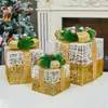 Caja de regalo de Navidad con astas envueltas en seda, juego de tres piezas de adornos para caja de regalo de Navidad, accesorios decorativos para caja de regalo