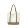Bolsa Grande de Ombro Estilo Influencer da Moda para Mulheres, Bolsa Tote de Lona Casual Simples de Grande Capacidade com Listras Arco-Íris
