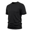 Camiseta casual de verano para hombre, estilo retro americano, comercio exterior transfronterizo, textura pesada, holgada, elástica, simple, cuello redondo, manga corta