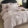 Conjunto de Quatro Peças em Algodão Puro Escovado Estilo Luxo de Alta Qualidade, Capa de Edredom Bordada de Alta Qualidade, Lençol de Cama, Conjunto de Roupa de Cama 1,8m