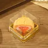 Caja de Pasteles de Luna Cuadrada para el Festival de Mediados de Otoño con Tapa, Base Dorada de Plástico para Pasteles, Caja Transparente de Ampolla para Pasteles de Yema de Huevo con Tapa