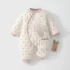 Macacão de bebê 120 gramas mais algodão acolchoado para bebê outono e inverno para sair macacão de algodão fino espessado frente e verso roupas de escalada para crianças