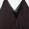 Estilo Europeo y Americano 2025 Verano Nuevo Sexy Cuello en V Puntada de Encaje Hueco Asimétrico Vestido de Tirantes