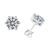 Brincos de Prata S925 Brincos de Moissanita Brincos Clássicos de Seis Garras Luxo Leve Elegantes Simples Brincos de Diamante Mosan