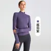 Top de Yoga Slim com Gola Alta e Zíper Jaqueta Esportiva para Treinamento Manga Longa Roupa Fitness Feminina Proteção Solar para Uso Externo