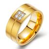 Fábrica atacado Europeu e Americano personalidade simples 18K ouro simétrico zircônio moda homens e mulheres casais par anel anel de aço inoxidável
