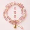 Pulseira de Cristal de Morango Natural e Pérola de Água Doce para Mulheres, Contas de Cristal Naturais, Contas de Oração Budistas, Item Popular para Atacado