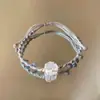 Pulsera de Mariposa Pequeña Color Púrpura Iris, Dulce y Exquisita, Diseño de Nicho de Alto Valor, Flor Tejida a Mano Regalo