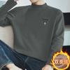 Camiseta de manga larga de terciopelo de doble cara para hombre, camisa básica de cuello medio alto con cuello medio moderno, camisa pequeña con forro polar, ropa cálida de otoño
