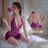 Flame Desire Lingerie Sexy Renda Sexy Gola Alta Tentação Peça Única Feminina Abertura no Gancho Uniforme Conjunto de Pijama Sem Tirar 6412