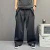 Pantalones de traje negros de pierna recta de alta gama casual, de cintura alta, con un estilo sofisticado y relajado, con pliegues tridimensionales, adecuados tanto para hombres como para mujeres.
