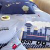 Conjunto de Quatro Peças Xiangling Premium Desenho Animado Algodão de Fibra Longa, Capa de Edredom Tremzinho 100% Algodão, Roupa de Cama Infantil 100% Algodão