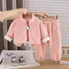 Conjunto Engrosado de Otoño e Invierno para Niñas 2026 Nuevo Conjunto de Dos Piezas de Ropa de Invierno Engrosada para Niños Sudadera con Media Cremallera para Bebé Moderna