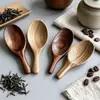 Fabricante de Productos Nuevos Venta al por Mayor Creativa Compacta Cuchara de Madera Estilo Japonés Mango Corto Boca Ancha Cuchara Mini Cuchara de Madera Cuchara para Té Espátula
