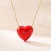 Collar con colgante de amor rojo con gotas de aceite, estilo transfronterizo, estilo retro, estilo INS, para mujer