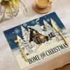 2026 Nuevo Mantel Navideño Transfronterizo Lino Estampado de Muñeco de Nieve y Alce Mantel Servilleta Decoración de Mantel Amazon