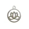 Accesorios de Joyería de Aleación DIY 11 Estilos Plata Antigua Yoga Loto Redondo Hueco Colgantes para Collares Pendientes Dijes Adornos
