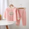 Outono Novo Conjunto de Bebê Roupa Íntima Sem Costura para Recém-Nascido Estilo Chinês Conjunto de Roupa Íntima Bebê Forrado com Lã