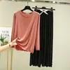 Traje de Casa de Modal para Mujer Primavera y Verano Delgado de Manga Larga Pijama Talla Grande Pantalones Casuales Sueltos Conjunto de Dos Piezas