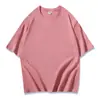 Camiseta de Algodón Puro 180g Cuello Redondo Hombro Caído Pequeño Corte Holgado para Jóvenes Hombres y Mujeres con Logo Estampado Color Caramelo