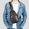 Bolso de Pecho de Cuero Genuino de Vaca Moda Masculina Bolso de Hombro Único Bolso Cruzado de Capa Superior de Cuero de Vaca Bolso de Cintura Mochila de Cuero Suave Bolso Casual para Hombre