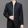 Chaqueta de Traje Zhongshan Nueva para Hombre de Mediana Edad Primavera y Otoño, Chaqueta de Cuello Alto Estilo Chino de Gama Alta