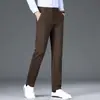 Pantalones casuales de invierno de alta gama para hombre, 2026, corte recto holgado, pantalones de vestir, resistentes a las arrugas, pantalones largos