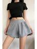Pantalones cortos deportivos para mujer de comercio exterior transfronterizo, falso dos piezas, anti-exposición, para fitness, running al aire libre, de cintura alta, adelgazantes, pantalones cortos casuales