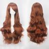 Peruca cosplay anime quente transfronteiriça franja oblíqua multicolorida universal cabelo longo cacheado onda grande fibra química touca