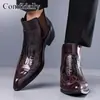Venda Direta de Fábrica Estilo Comércio Exterior Bico Fino Estampa de Cobra Botas Curtas Masculinas Casuais Versáteis Tamanhos 38 a 48 Transfronteiriço
