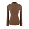 Suéter liso para mujer, nueva colección otoño/invierno 2026, top de punto elegante y moderno de manga larga con cuello medio alto, perfecto como capa interior