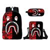 Nueva Mochila de Dibujos Animados de Tiburón suit Bolso de Hombro con Estampado de Dibujos Animados Moda Doble Capa Estuche para Lápices Venta al por Mayor