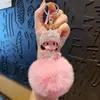Chaveiro Criativo de Bola de Pelo Boneco Panda Pingente de Bolsa Boneco de Máquina de Garra Chaveiro de Carro Casal Pequeno Presente