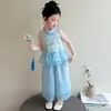 Conjunto de Ropa de Verano para Niñas 2026 Nuevo Estilo Infantil Moda China Elegante Hanfu Conjunto de Dos Piezas para Niñas, Ropa Delgada de Verano Moderna